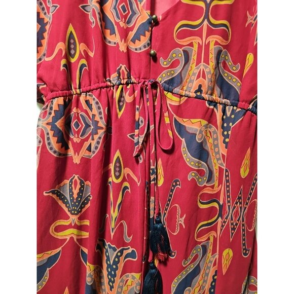 Xhilaration Maxi Dress Small Floral Red Fairycore Grunge Hippie Boho Chic Gypsy - Picture 5 of 6